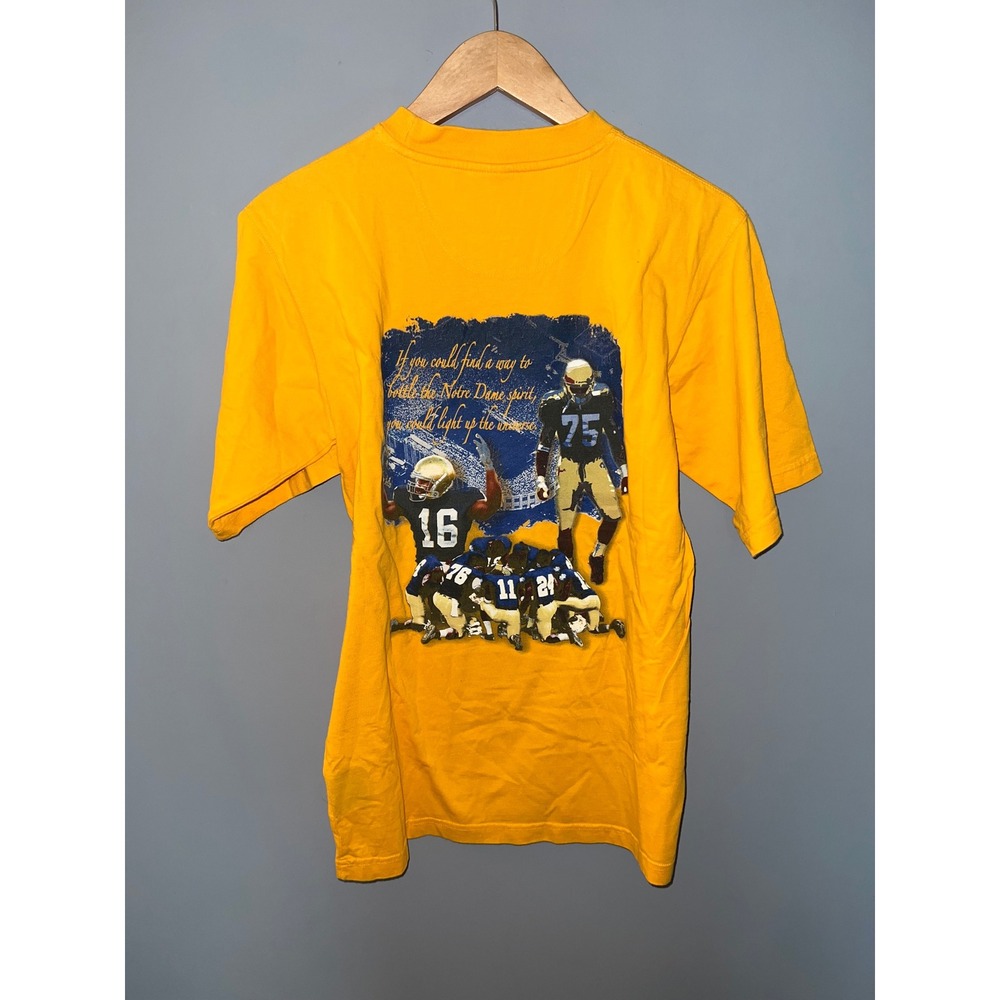 ProEdge Notre Dame Football The Shirt‎ 2005 Yellow Graphic Tee Mens Small